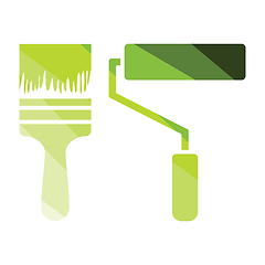 Image showing Icon of construction paint brushes