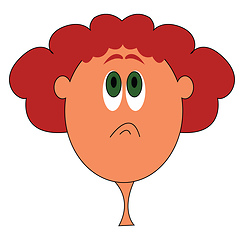 Image showing Cartoon face of a funny-looking girl in red hair and green eyes 