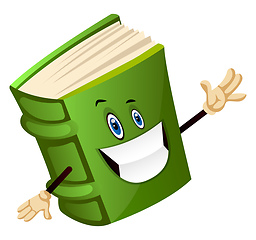 Image showing Green book is cheerful, illustration, vector on white background