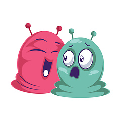 Image showing Pink happy monster and blue scared monster vector sticker illust