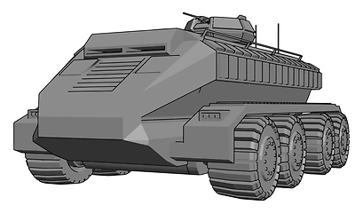 Image showing 3D vector illustration on white background of a gray armoured mi