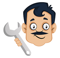 Image showing Man is holding wrench, illustration, vector on white background.