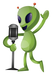 Image showing Singing alien, illustration, vector on white background.