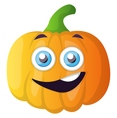 Image showing Happy little orange pumpkin illustration vector on white backgro