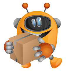 Image showing Robot as a delivery guy illustration vector on white background