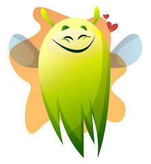 Image showing Smiling cartoon green monster vector illustartion on white backg