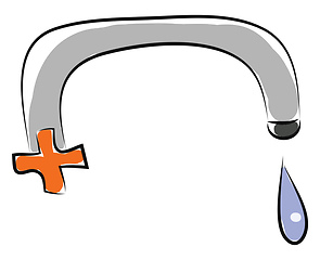 Image showing Simple cartoon of a tap with a water drop vector illustration on