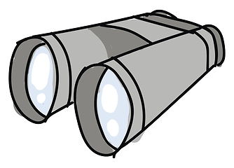 Image showing Big cartoon grey binoculars vector illustration on white backgro