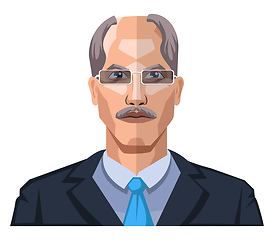 Image showing Older man with mustaches wearing glasses illustration vector on 