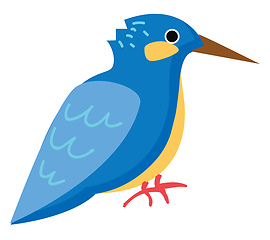 Image showing A bright blue bird with long sharp bill vector color drawing or 