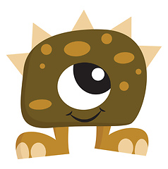 Image showing Clipart of green-colored smiling monster with one big eye vector