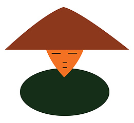 Image showing Asian man with paddy hat vector or color illustration