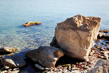 Image showing Rocky coast of the Caspian Sea.