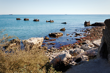 Image showing Old concrete piers.