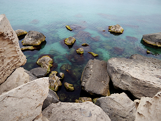 Image showing Rocky coast of the Caspian Sea.