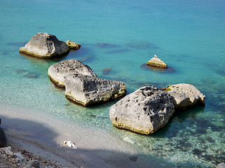 Image showing Rocky coast of the Caspian Sea.