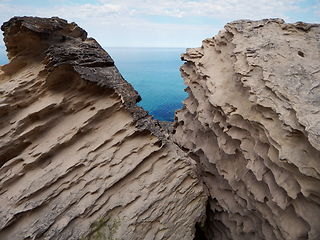 Image showing Rocky coast of the Caspian Sea.