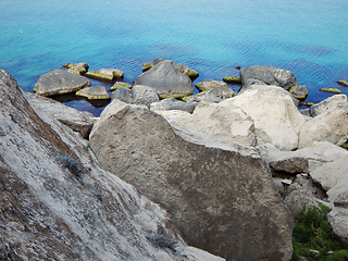 Image showing Rocky coast of the Caspian Sea.