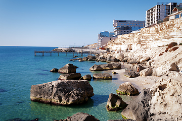 Image showing Rocky coast of the Caspian Sea.