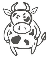 Image showing Angry cow with gray spots, vector color illustration.