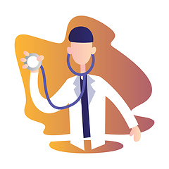 Image showing Male doctor holding stetoscope vector character illustration on 