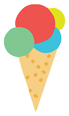 Image showing Ice-cream cone with four different flavors vector or color illus