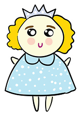Image showing Cute illustration of a princess in a baby blue dress vector illu