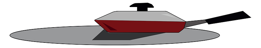 Image showing Clipart of a red-colored non-stick saucepan provided with a tran