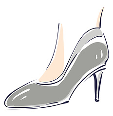 Image showing Gray women shoes on high heel illustration color vector on white