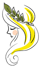 Image showing Woman wearing leaf profile illustration basic RGB vector on whit