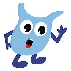 Image showing Light blue blob monster with dark blue arms and legs looking sup