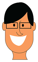 Image showing Cartoon face of a man looking happy while laughing, vector or co