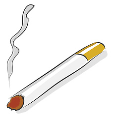 Image showing A grey lighted cigarette vector or color illustration