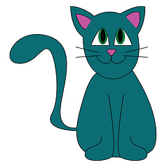 Image showing A blue cat with green eyes looks cute vector or color illustrati