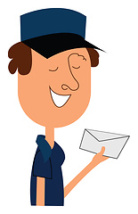 Image showing Clipart of a postman carrying an envelope in his hand vector or 