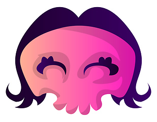 Image showing Cute pink cartoon skull with purple hair vector illustartion on 