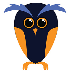 Image showing Dark blue owl with yellow wings  simple vector illustration on a