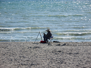 Image showing Artist by the sea.