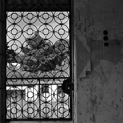 Image showing metal door with circles pattern