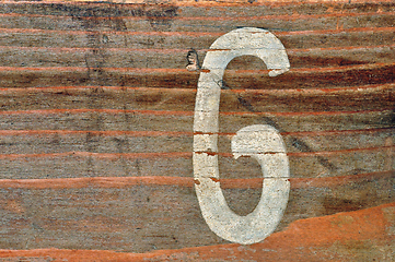 Image showing number six wood background