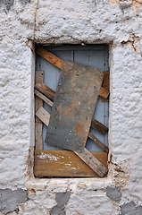 Image showing old boarded up window frame background