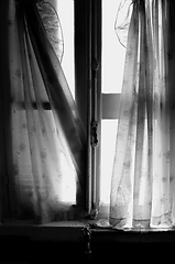 Image showing ragged window curtains
