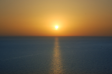 Image showing sunset sky and sea horizon