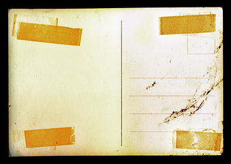 Image showing vintage blank postcard background with stains