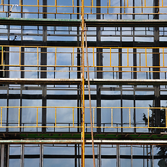 Image showing windows and scaffold construction site