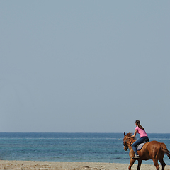 Image showing woman horse riding