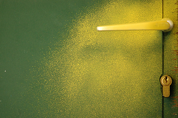 Image showing yellow paint green door