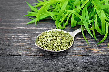 Image showing Tarragon dried in spoon on board