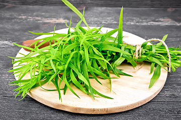 Image showing Tarragon with knife on board