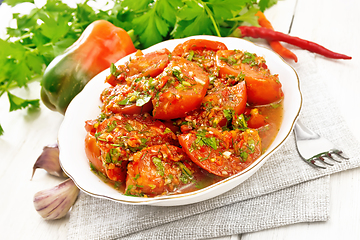 Image showing Tomatoes Korean in plate on napkin